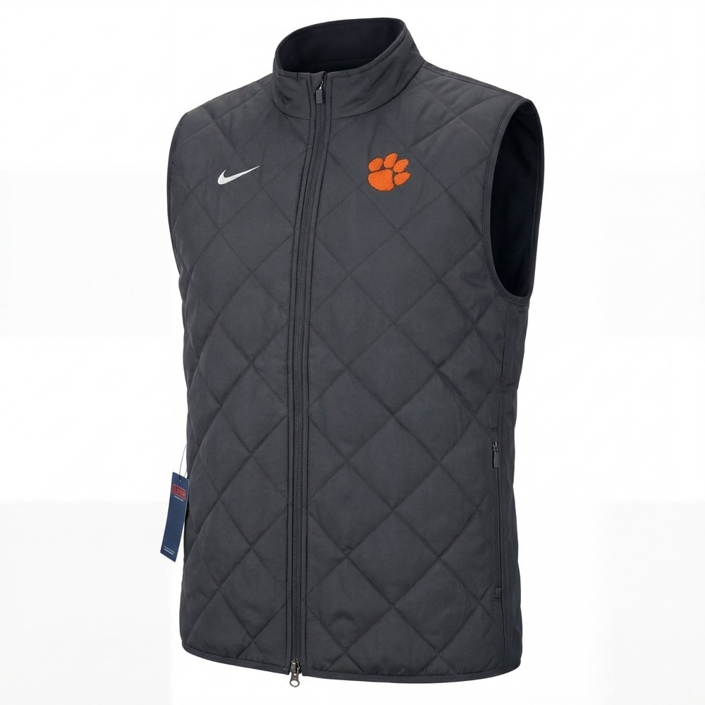 Nike‎ Clemson Tigers Jacket Gray Sideline Team Reversible Quilted Zip , Mens L